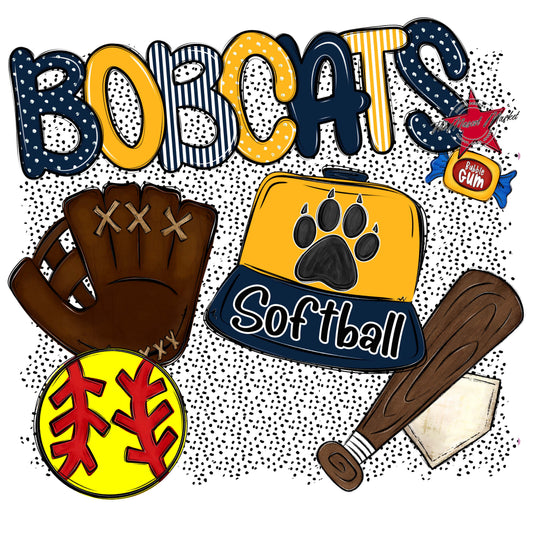 Bobcats Softball Spirit-Navy & Yellow