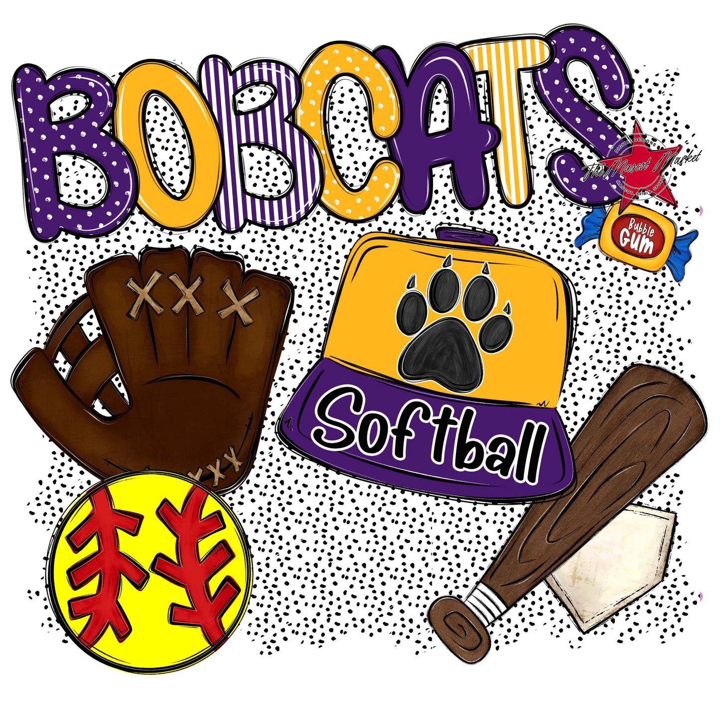 Bobcats Softball Spirit-Purple & Yellow