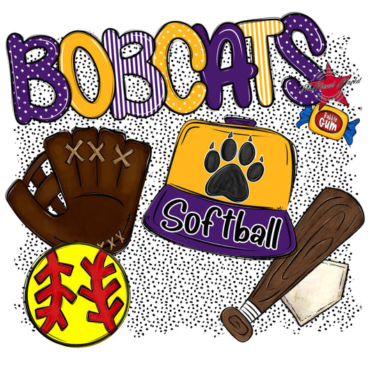 Bobcats Softball Spirit-Purple & Yellow