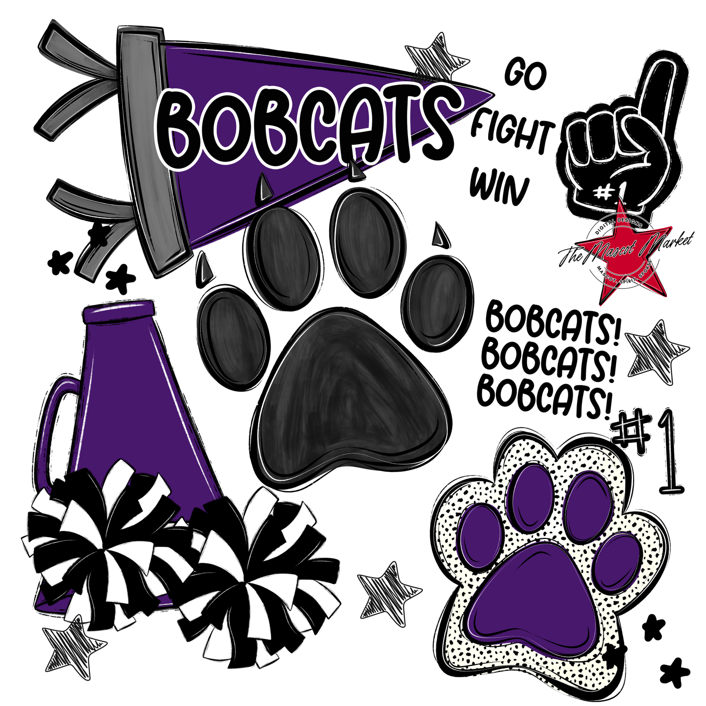 Bobcats Spirit Design-Purple
