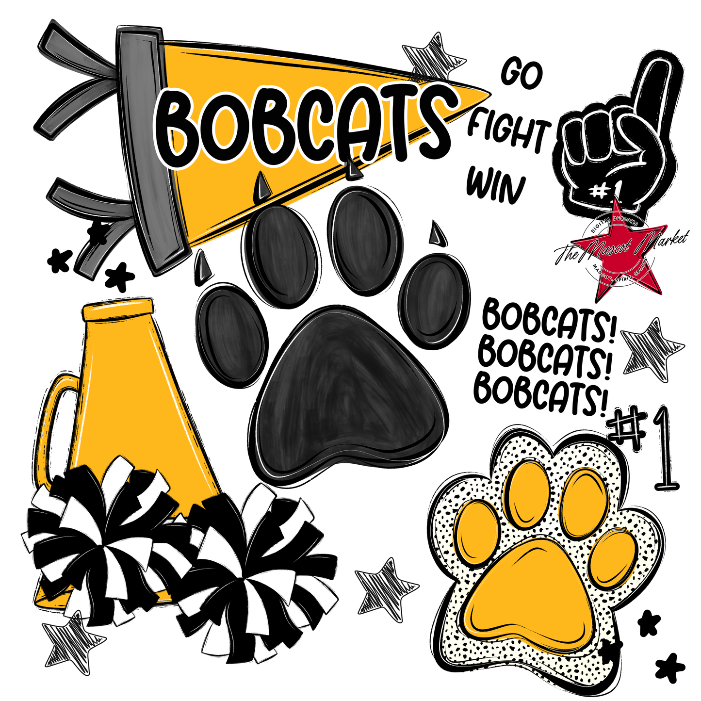Bobcats Spirit Design-Yellow