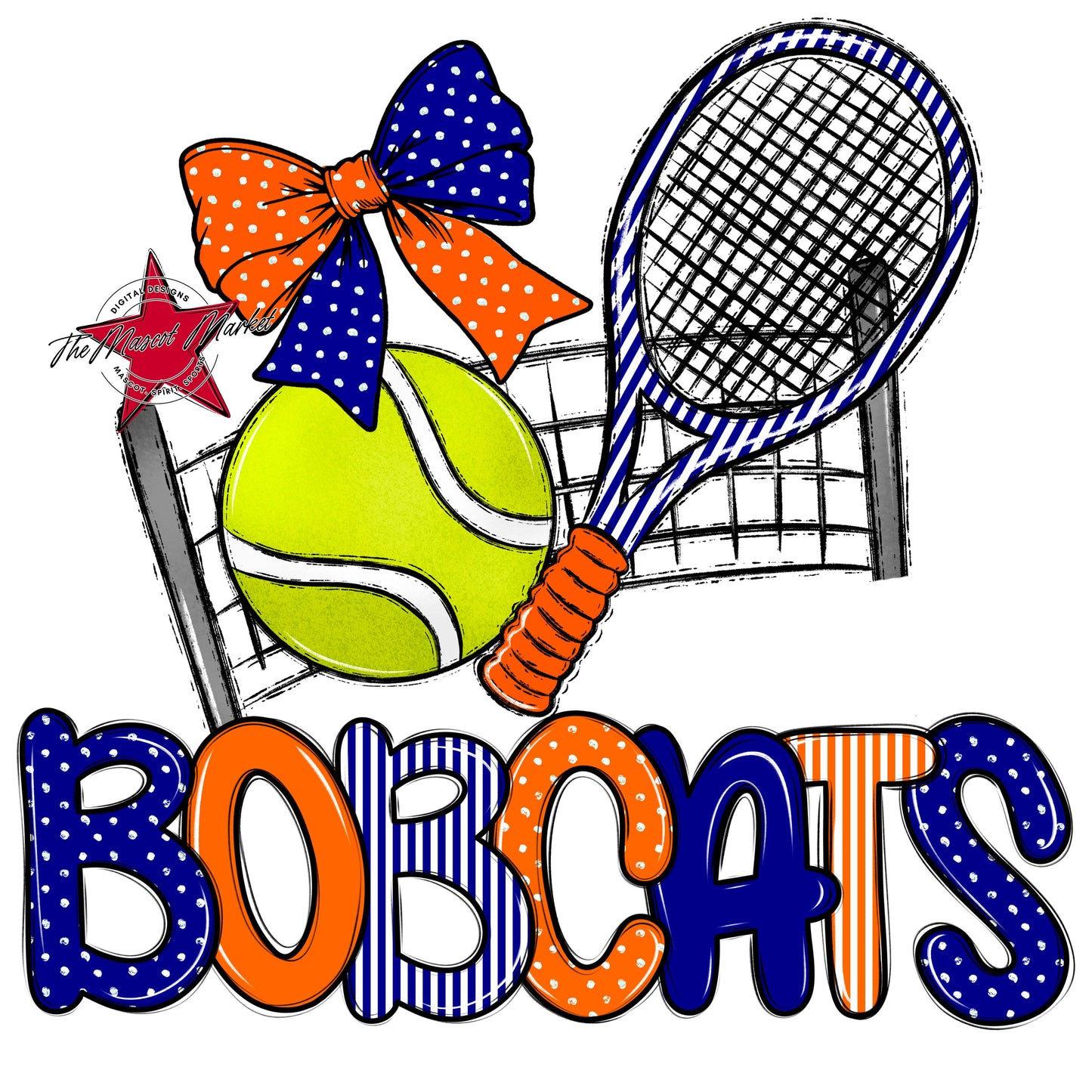 Bobcats Tennis Spirit Design-Blue & Orange