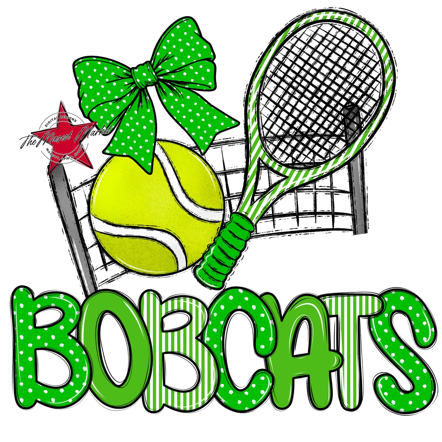 Bobcats Tennis Spirit Design-Bright Green