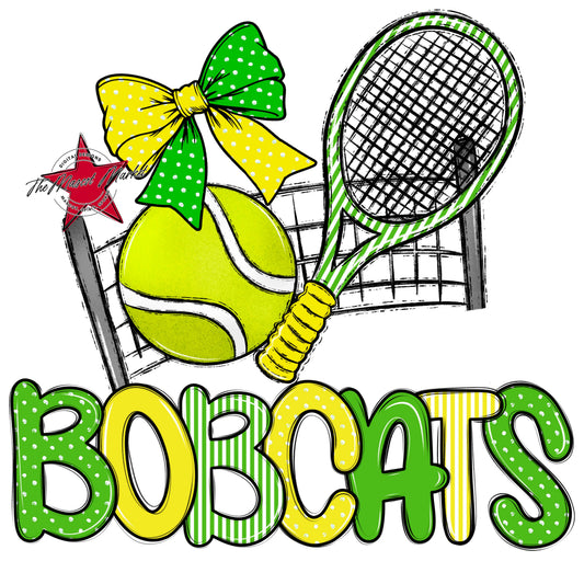 Bobcats Tennis Spirit Design-Bright Green & Bright Yellow