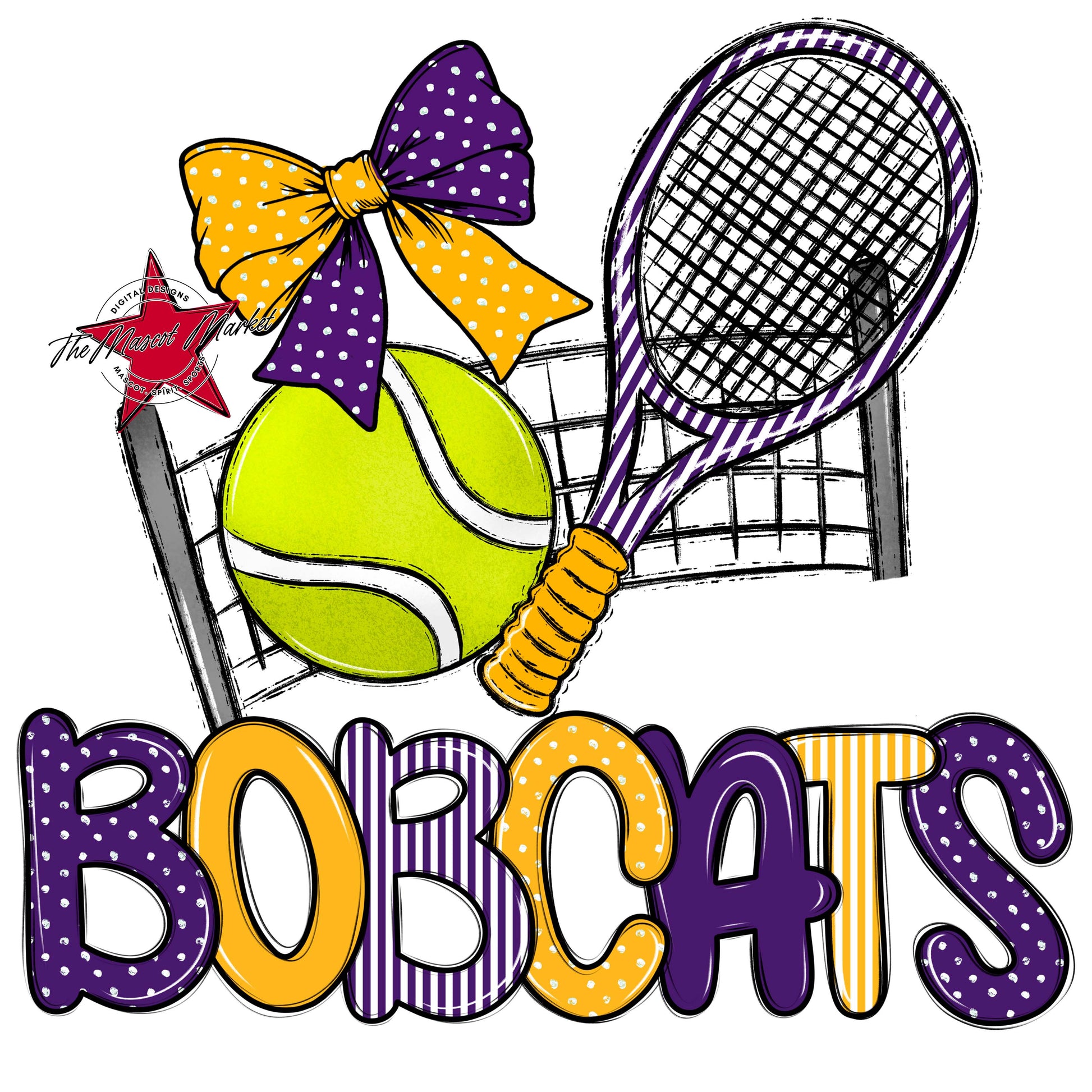 Bobcats Tennis Spirit Design-Purple & Yellow