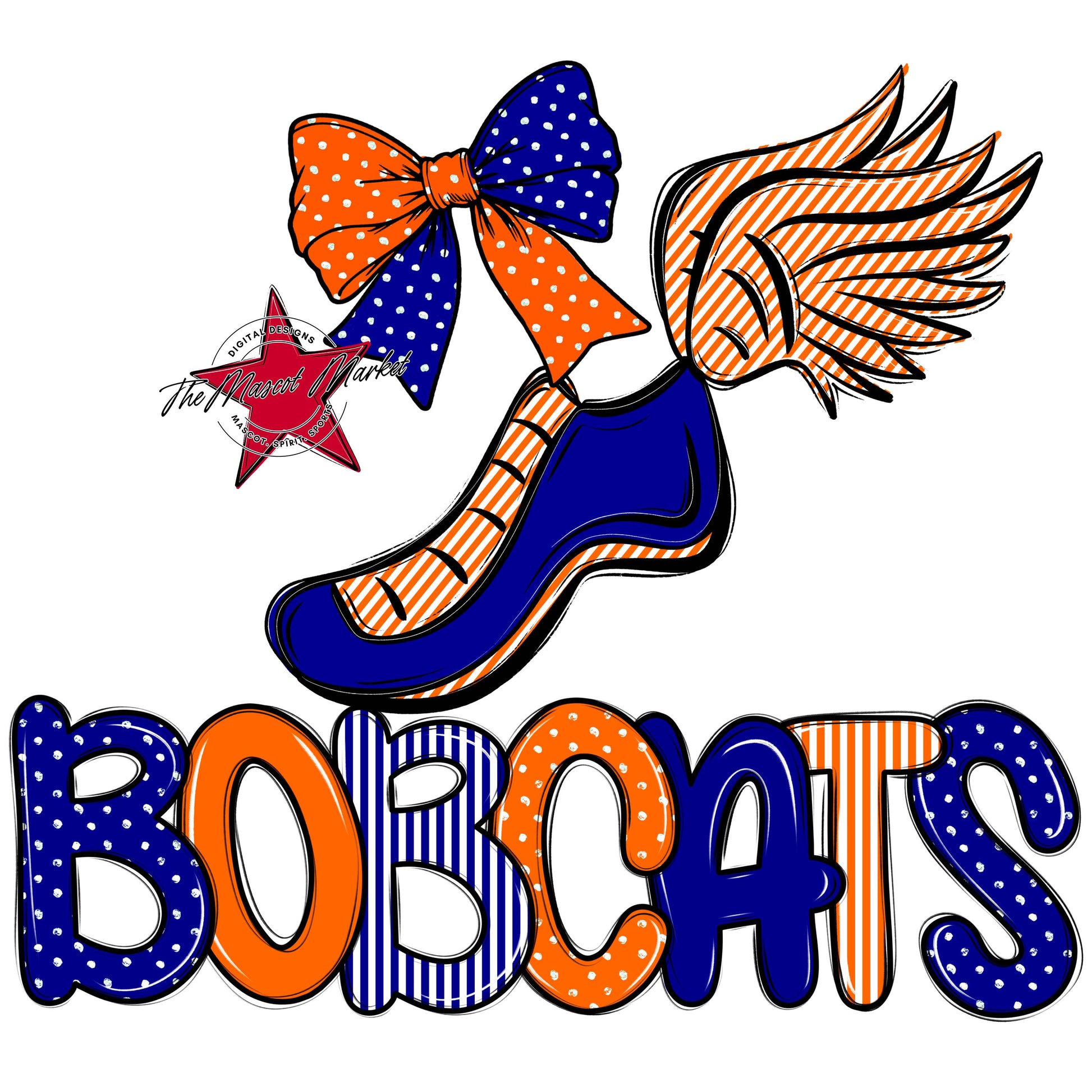 Bobcats Track Spirit Design-Blue & Orange