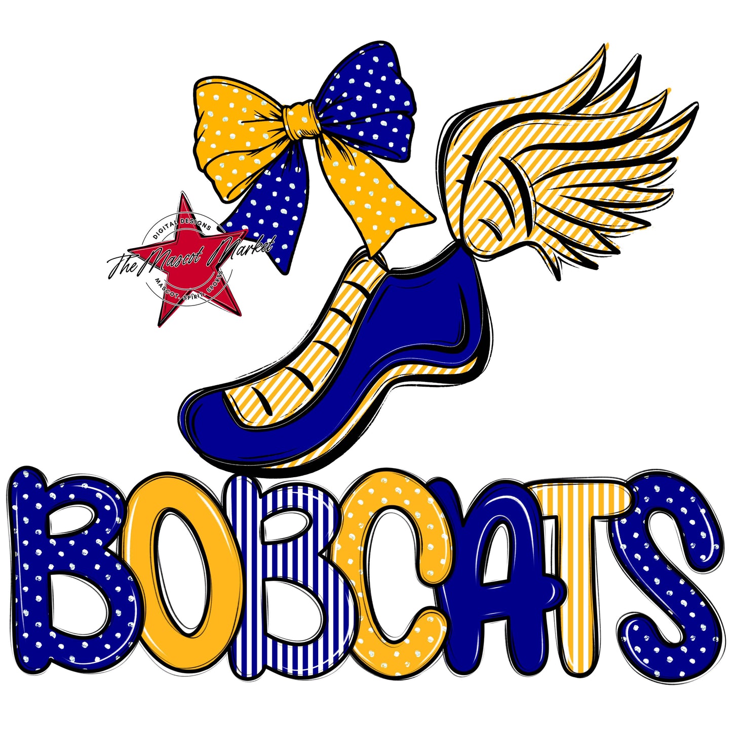 Bobcats Track Spirit Design-Blue & Yellow