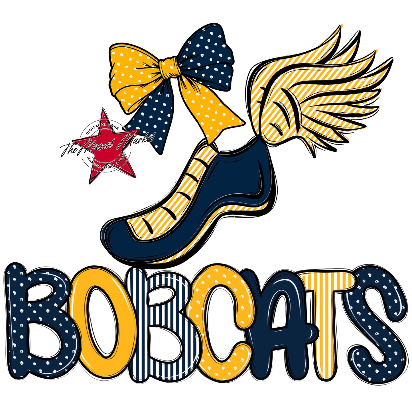 Bobcats Track Spirit Design-Navy & Yellow