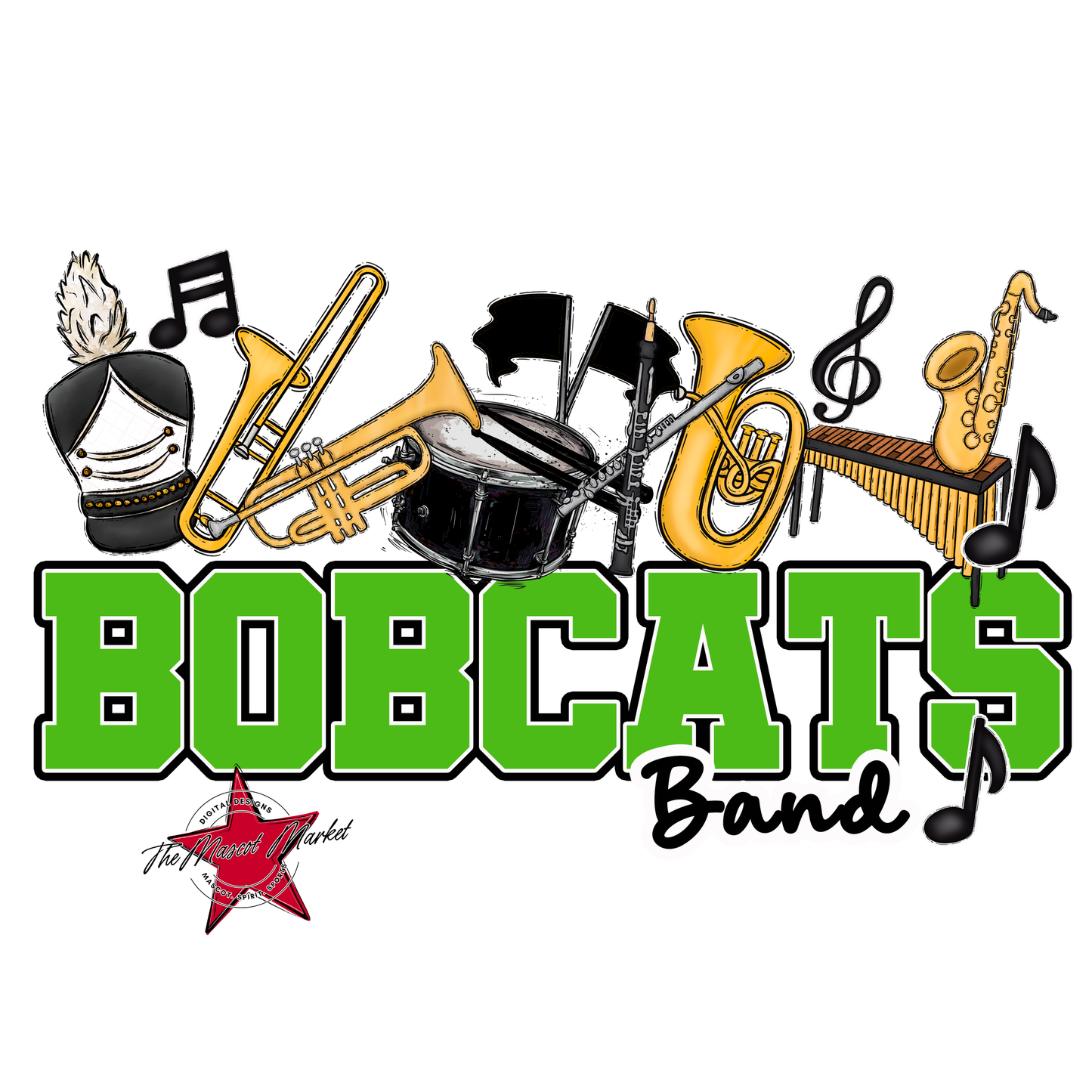Bobcats Varsity Band-Bright Green