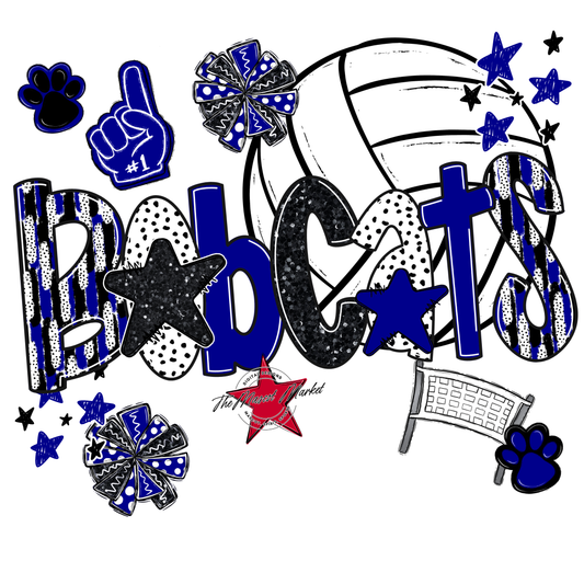 Bobcats Volleyball Scrape-Blue