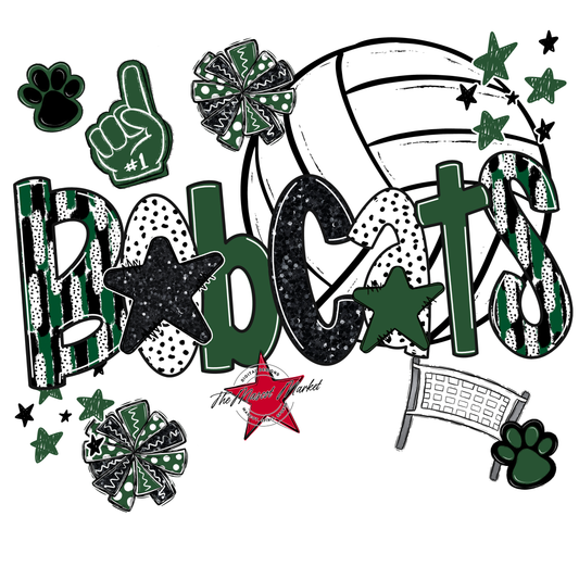 Bobcats Volleyball Scrape-Green