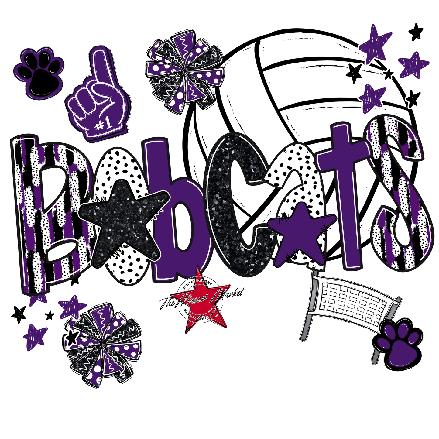 Bobcats Volleyball Scrape-Purple