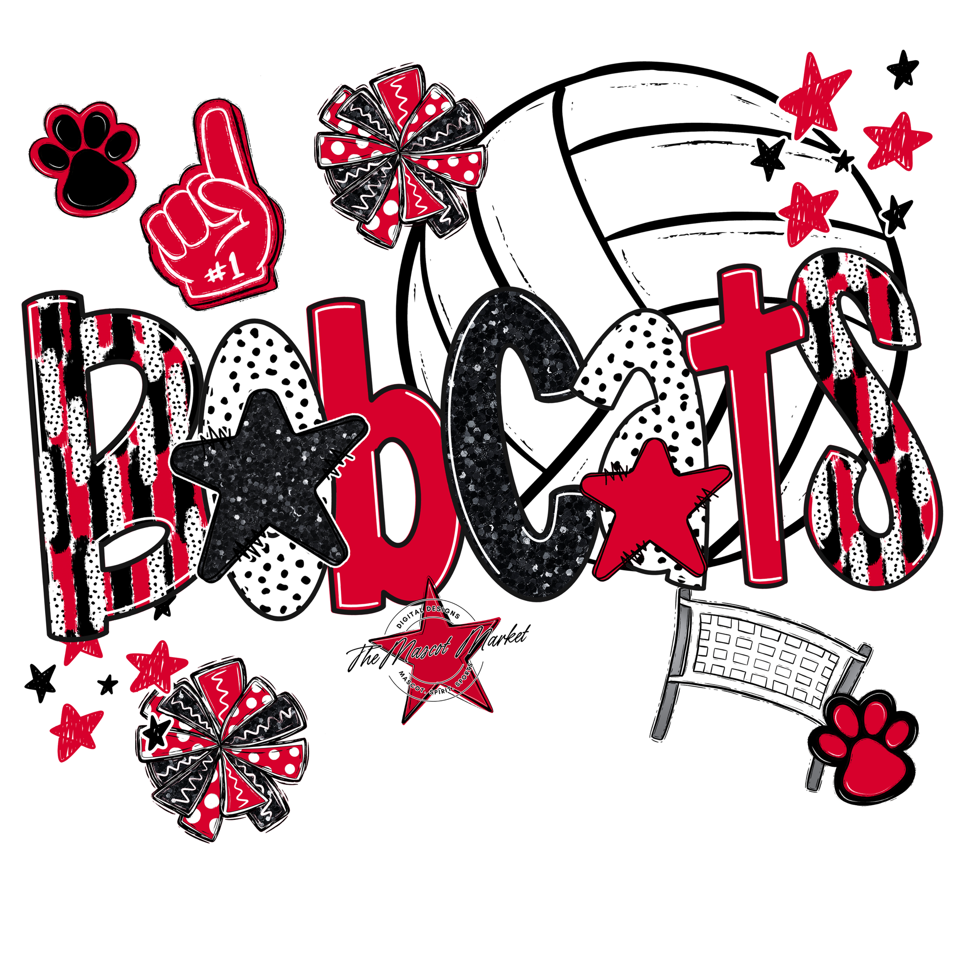 Bobcats Volleyball Scrape-Red