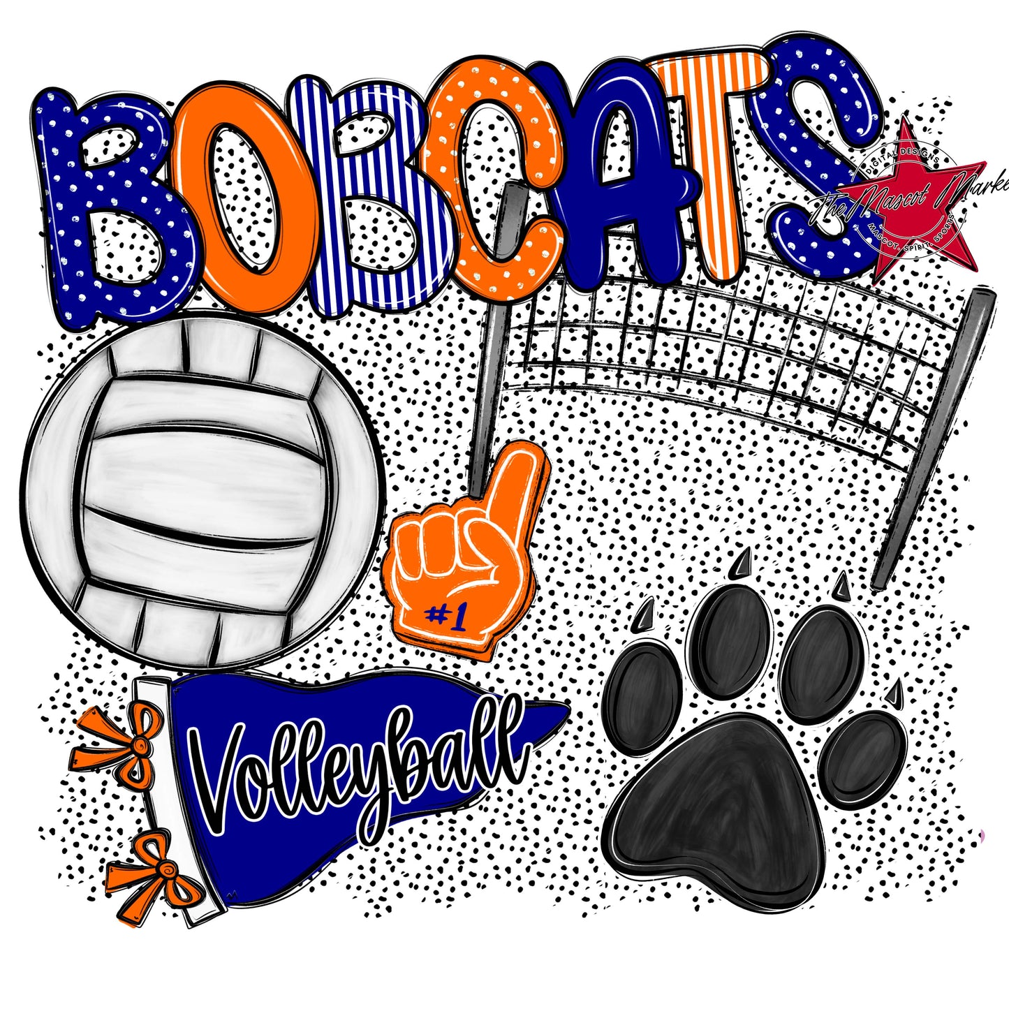 Bobcats Volleyball Spirit-Blue & Orange