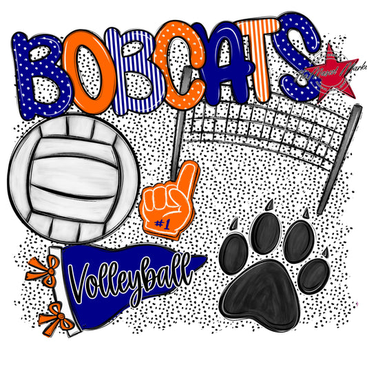 Bobcats Volleyball Spirit-Blue & Orange