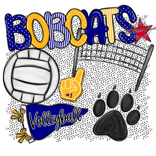 Bobcats Volleyball Spirit-Blue & Yellow