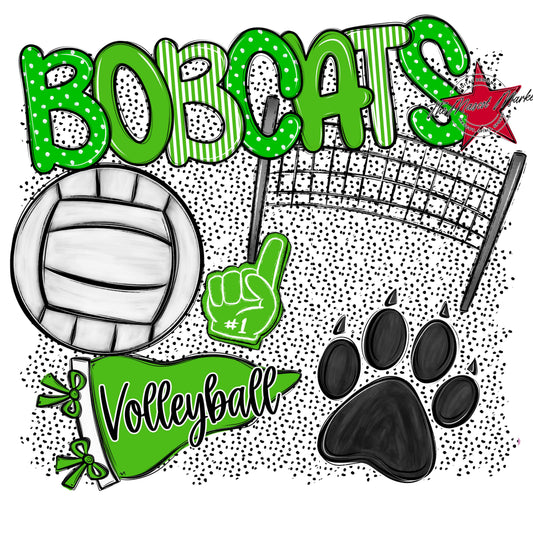 Bobcats Volleyball Spirit-Bright Green