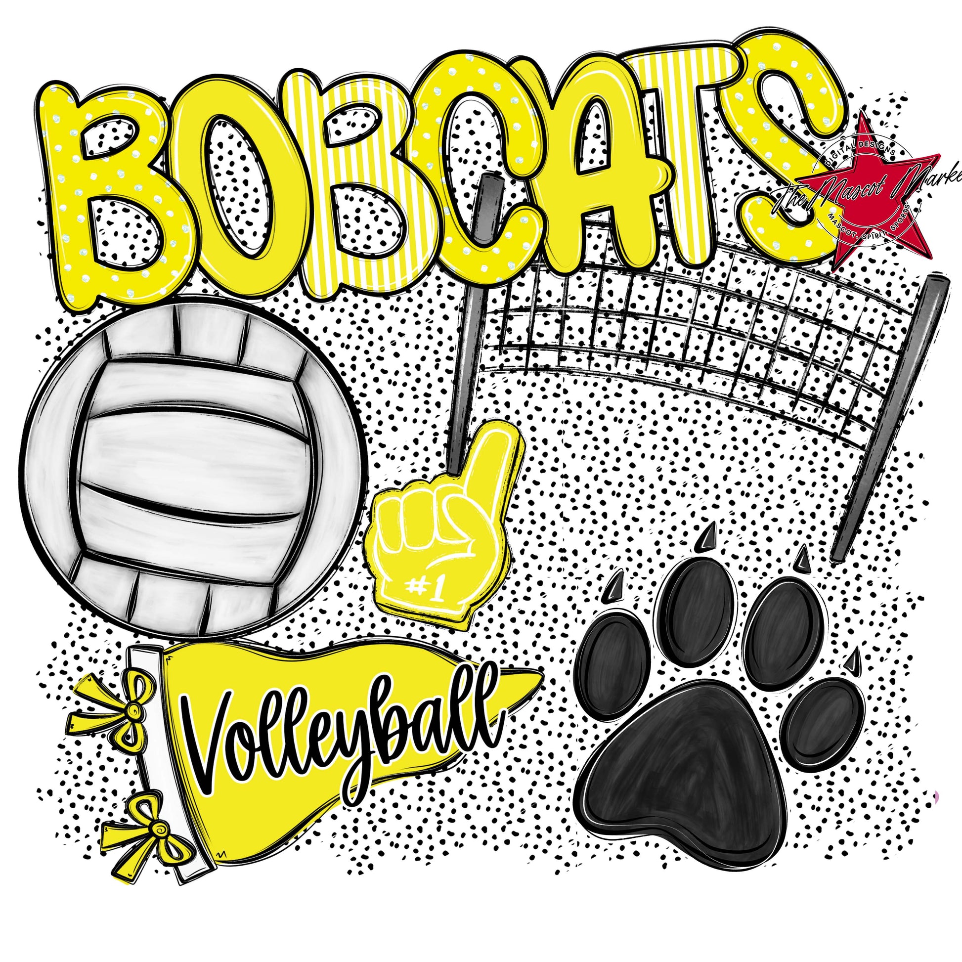 Bobcats Volleyball Spirit-Bright Yellow