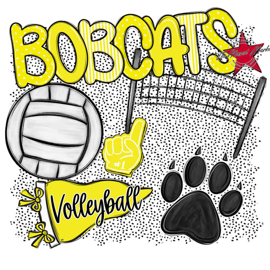 Bobcats Volleyball Spirit-Bright Yellow