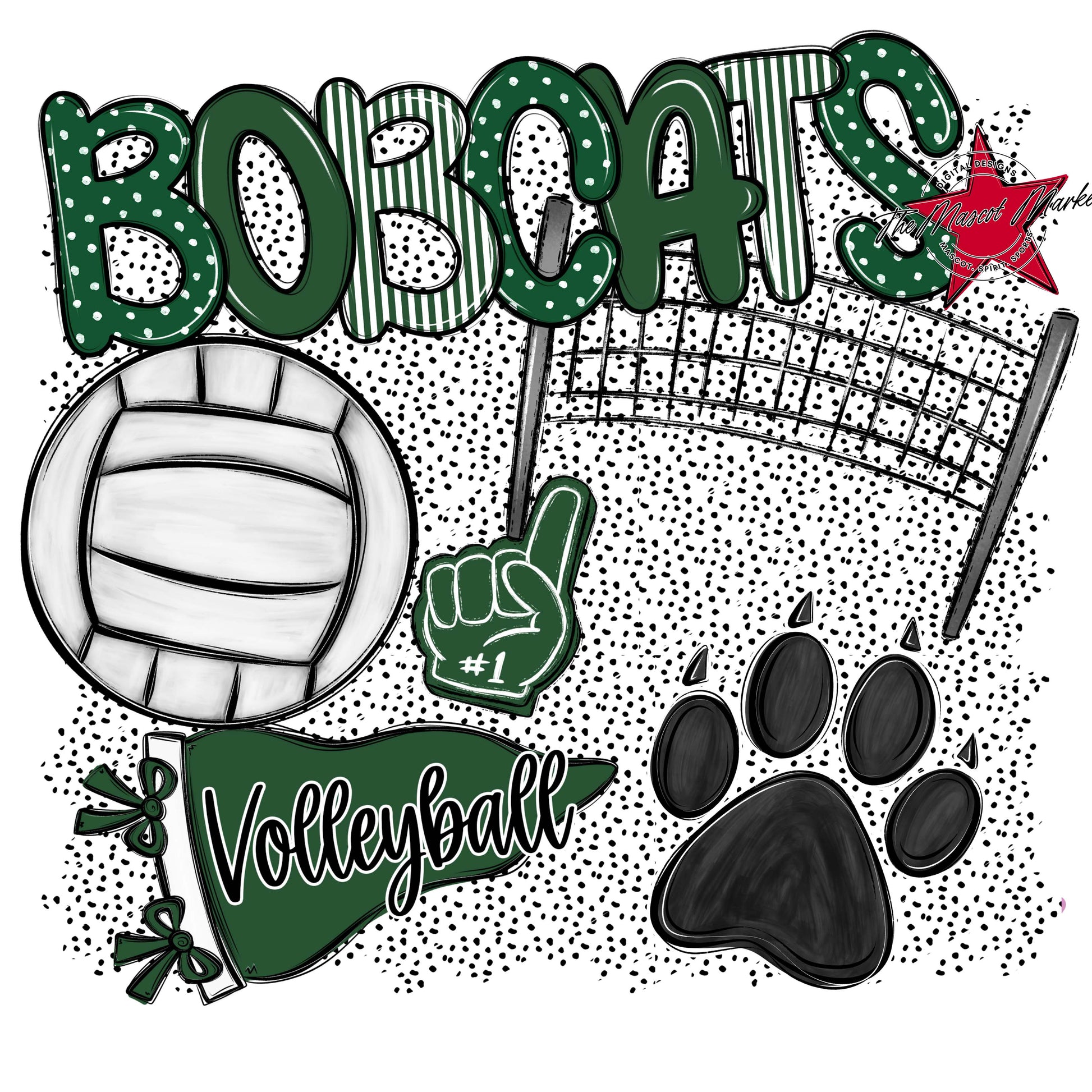Bobcats Volleyball Spirit-Green