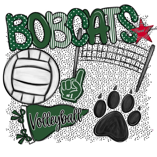 Bobcats Volleyball Spirit-Green