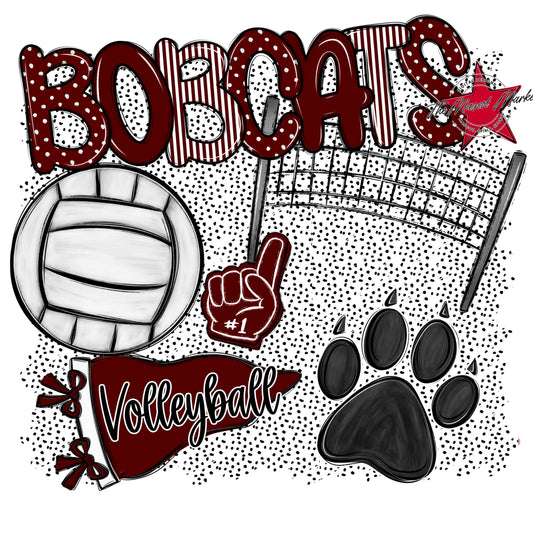 Bobcats Volleyball Spirit-Maroon