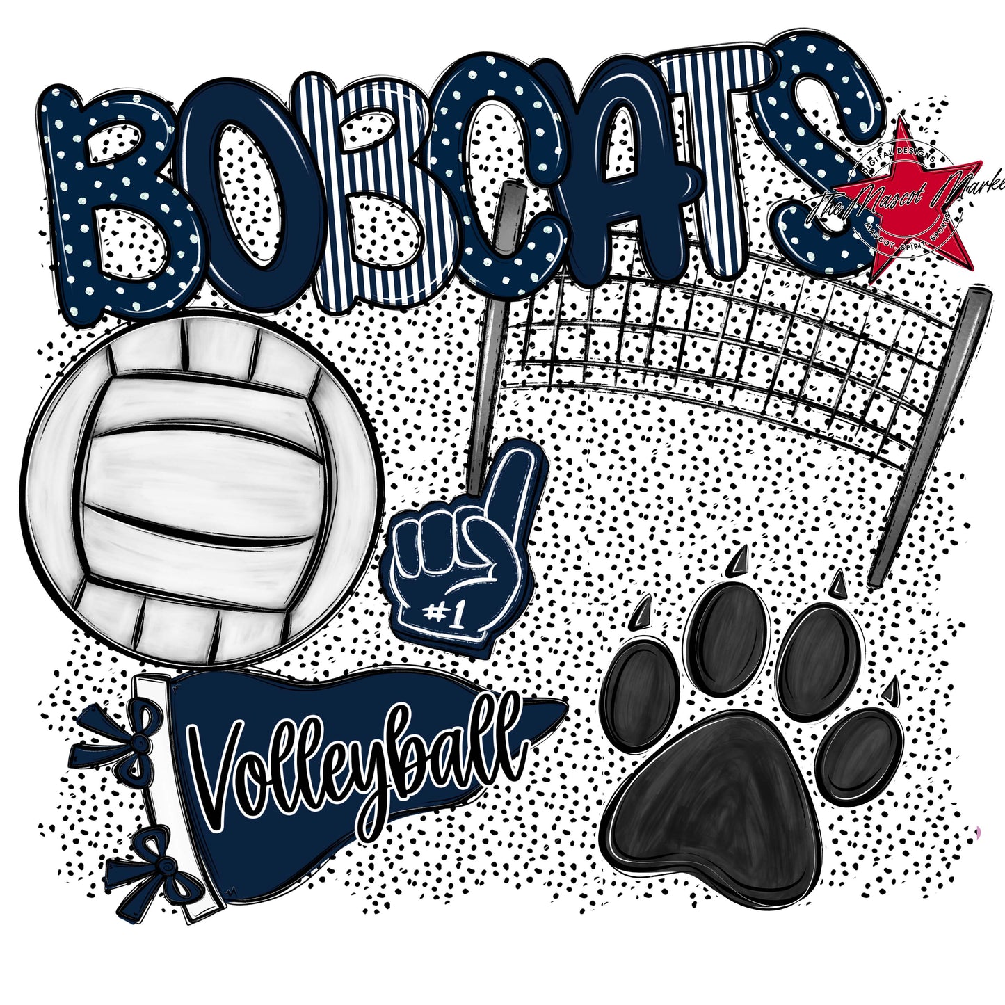 Bobcats Volleyball Spirit-Navy