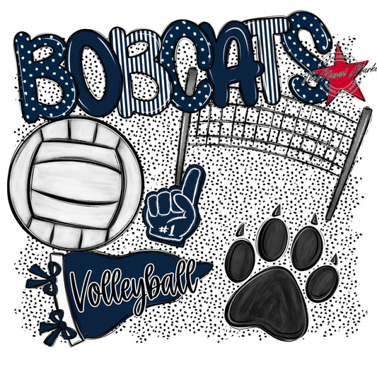 Bobcats Volleyball Spirit-Navy