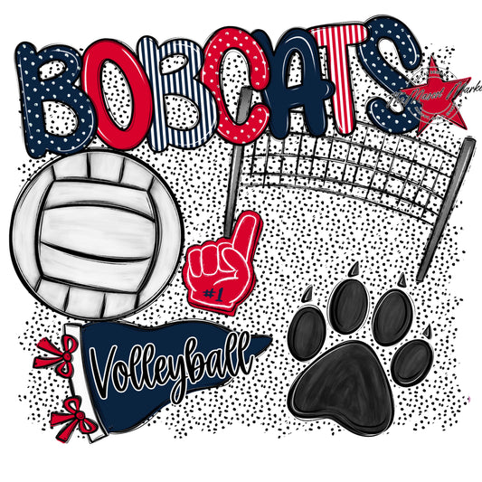 Bobcats Volleyball Spirit-Navy & Red