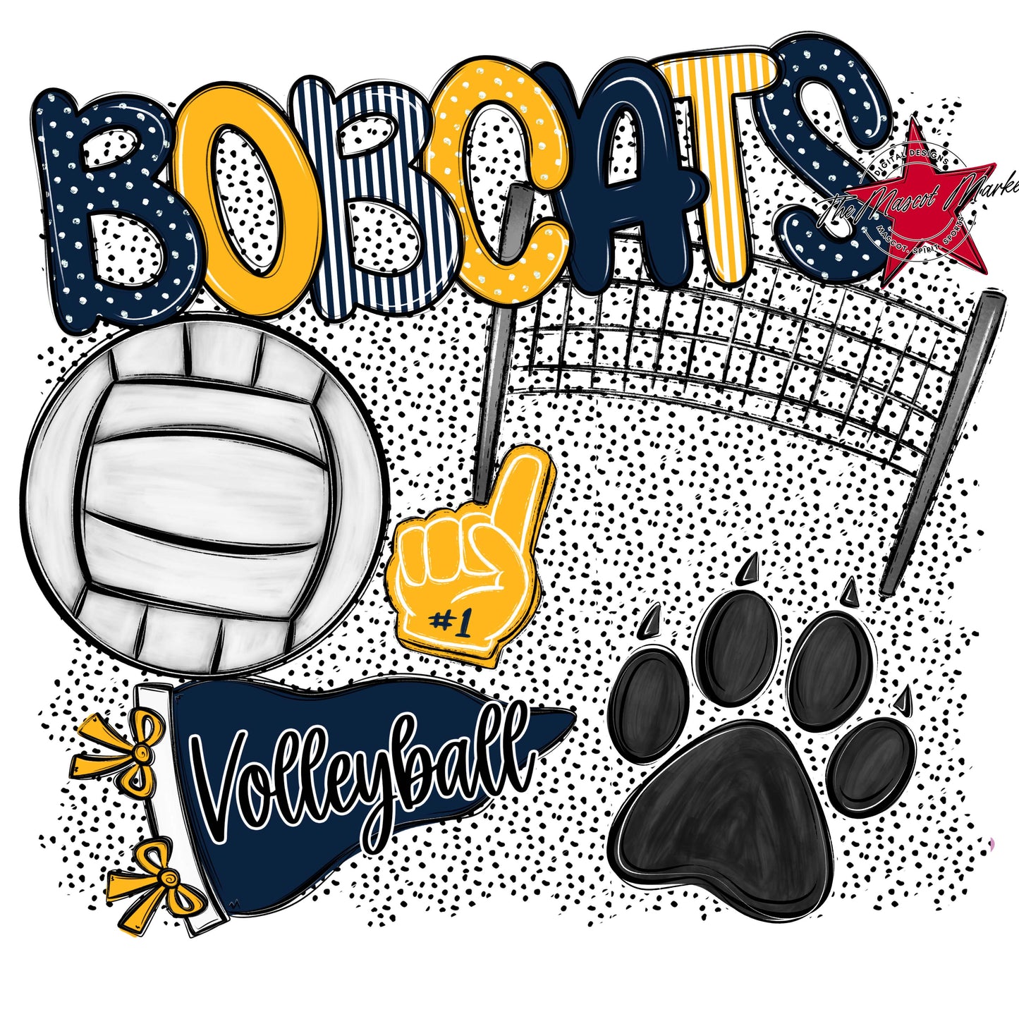 Bobcats Volleyball Spirit-Navy & Yellow