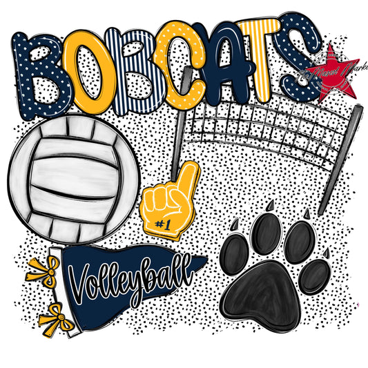 Bobcats Volleyball Spirit-Navy & Yellow