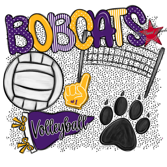 Bobcats Volleyball Spirit-Purple & Yellow