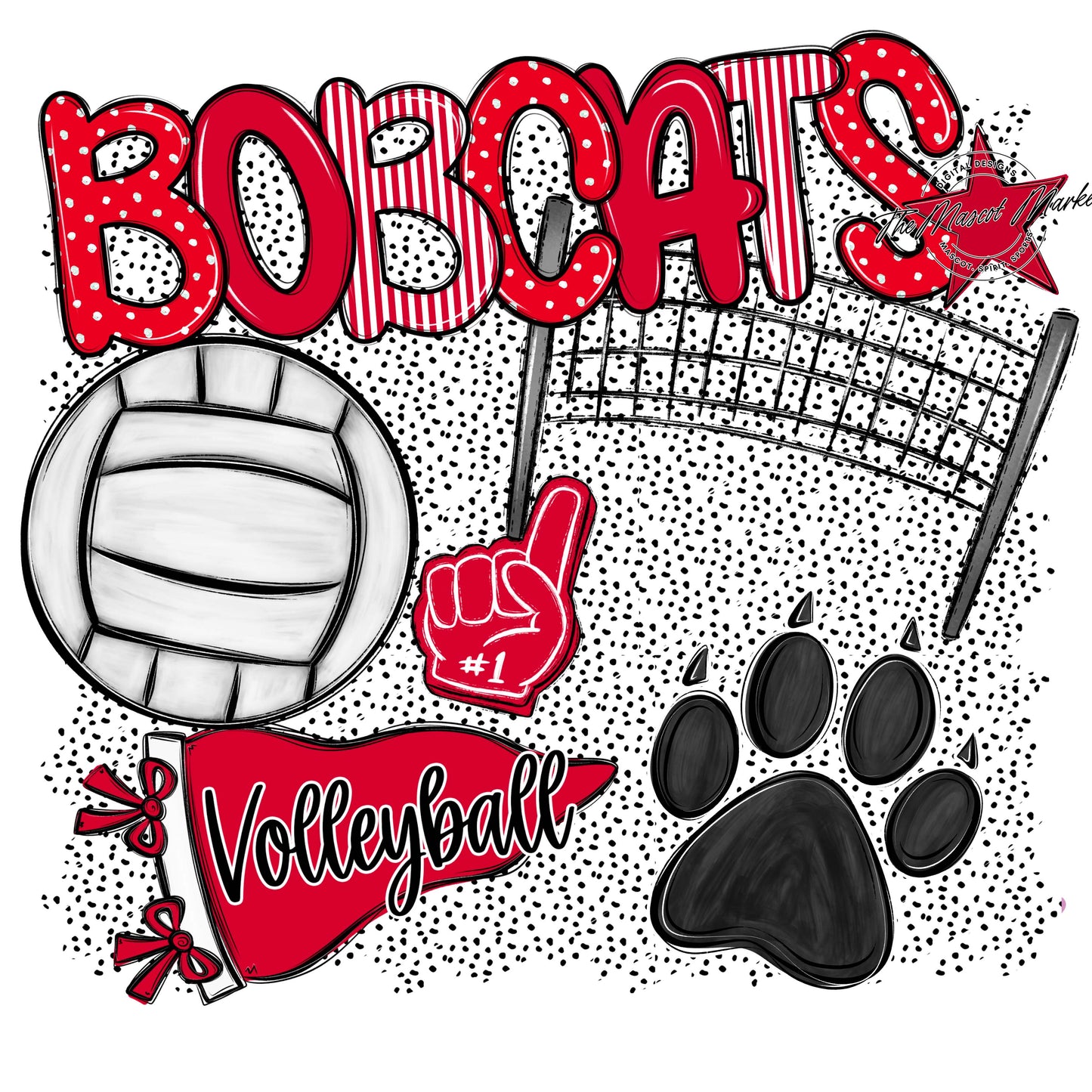 Bobcats Volleyball Spirit-Red