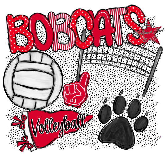 Bobcats Volleyball Spirit-Red