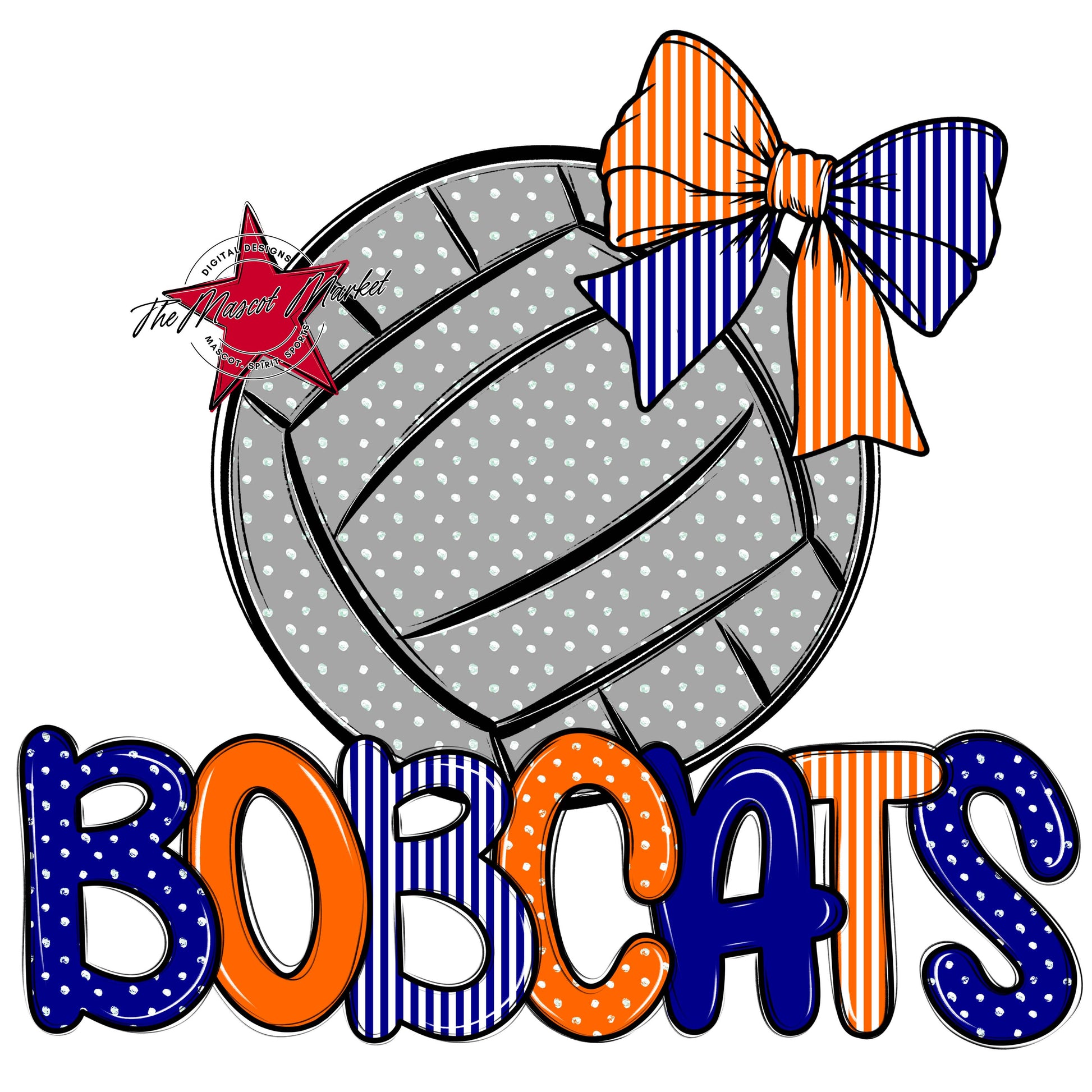 Bobcats Volleyball Spirit Design-Blue & Orange