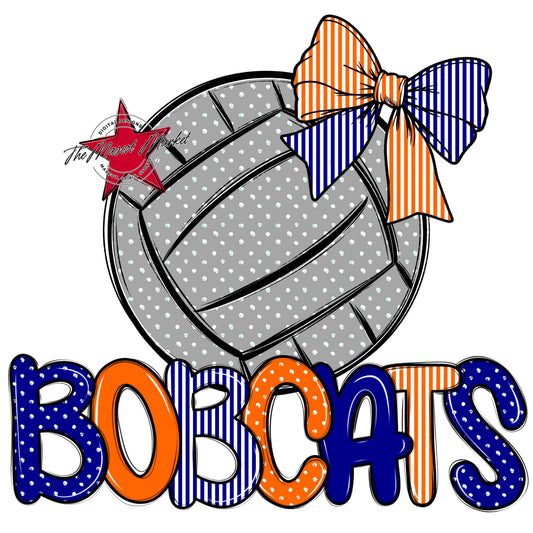 Bobcats Volleyball Spirit Design-Blue & Orange
