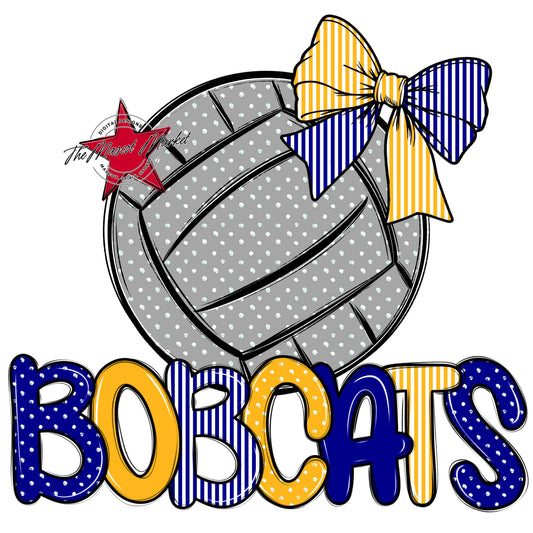Bobcats Volleyball Spirit Design-Blue & Yellow