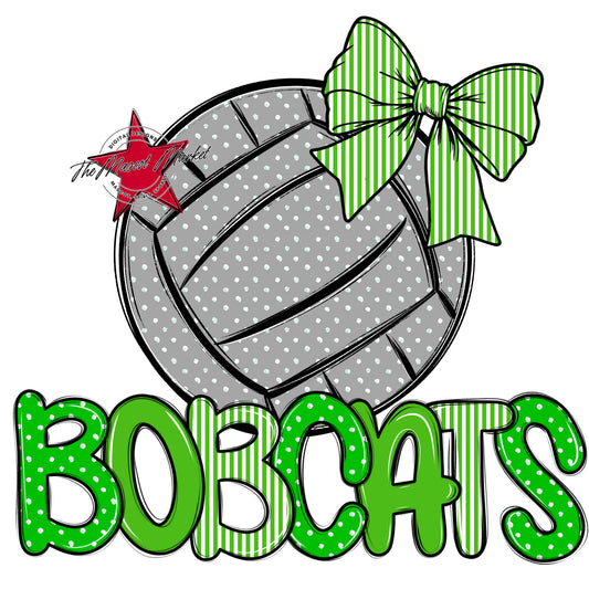 Bobcats Volleyball Spirit Design-Bright Green