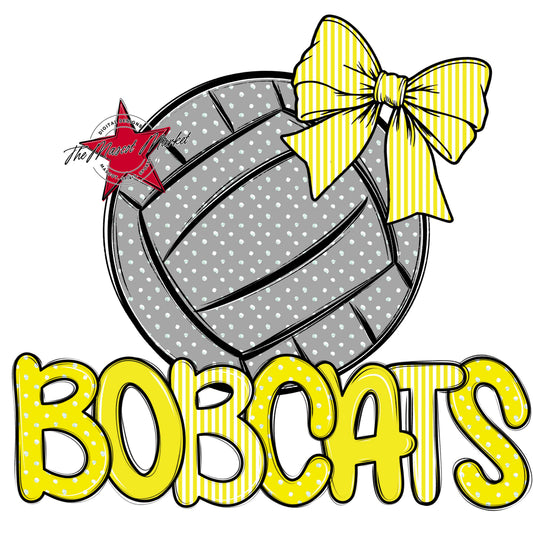 Bobcats Volleyball Spirit Design-Bright Yellow