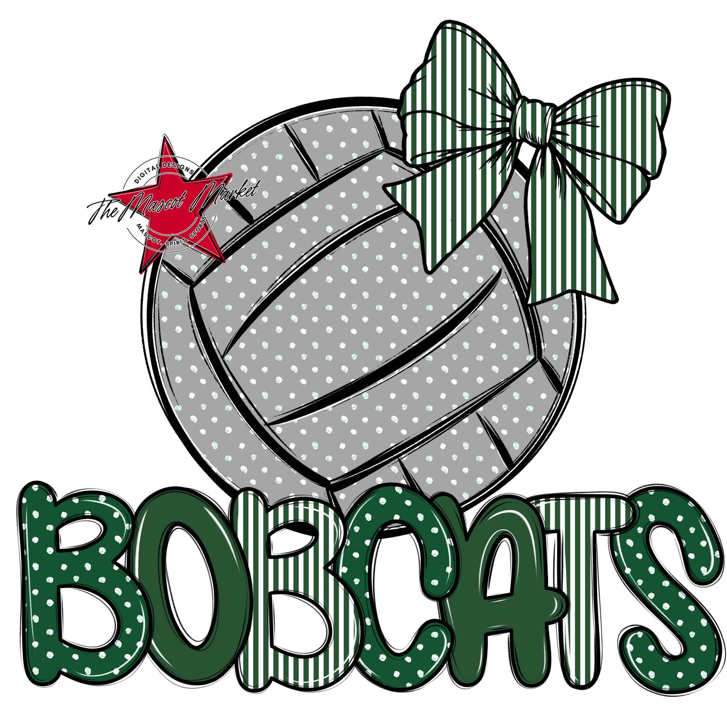 Bobcats Volleyball Spirit Design-Green