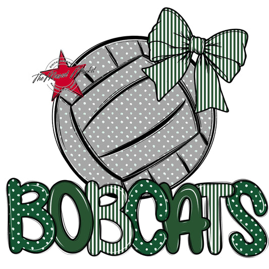 Bobcats Volleyball Spirit Design-Green