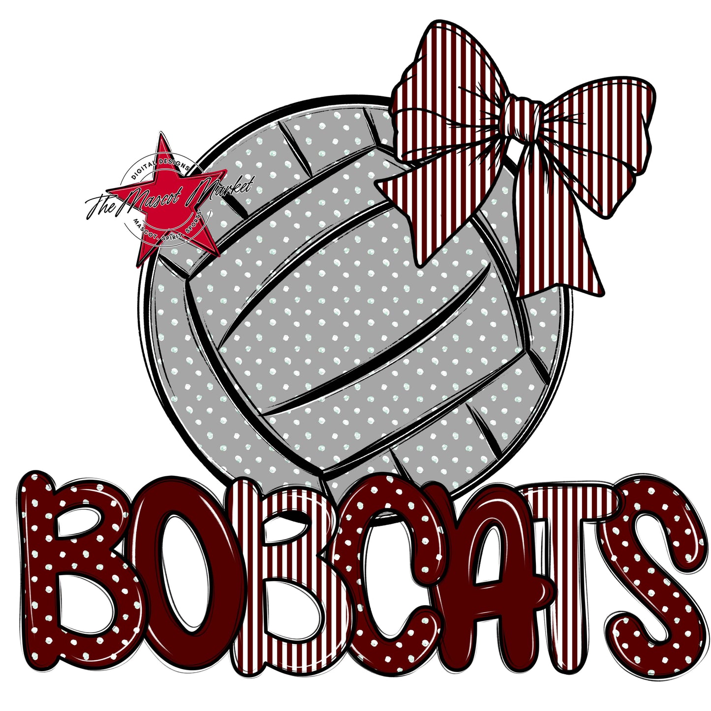 Bobcats Volleyball Spirit Design-Maroon