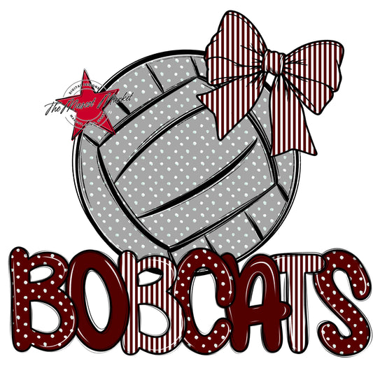Bobcats Volleyball Spirit Design-Maroon