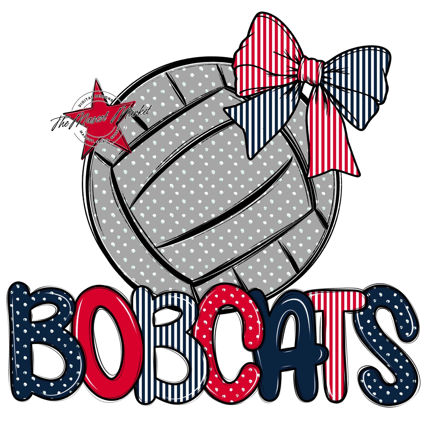 Bobcats Volleyball Spirit Design-Navy & Red