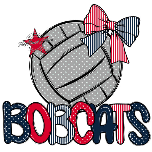 Bobcats Volleyball Spirit Design-Navy & Red