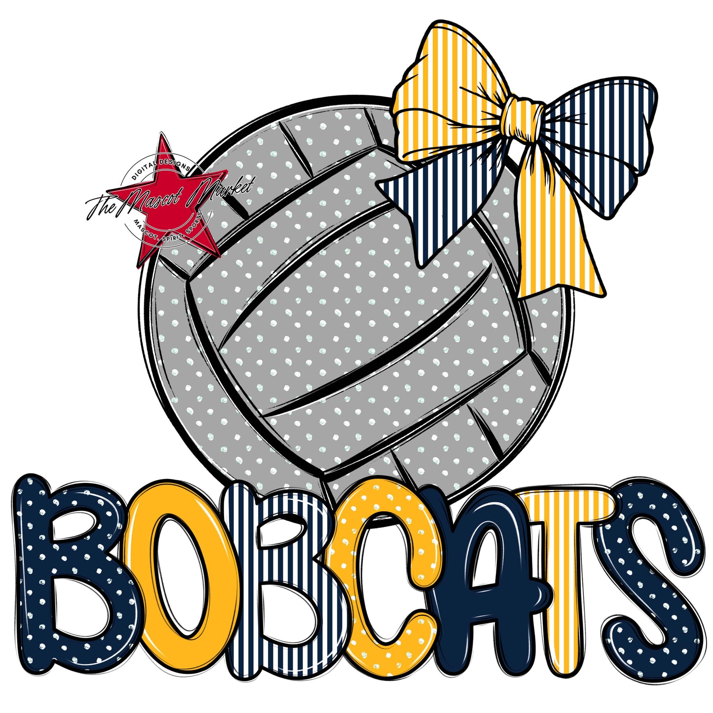 Bobcats Volleyball Spirit Design-Navy & Yellow