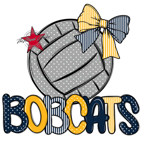 Bobcats Volleyball Spirit Design-Navy & Yellow