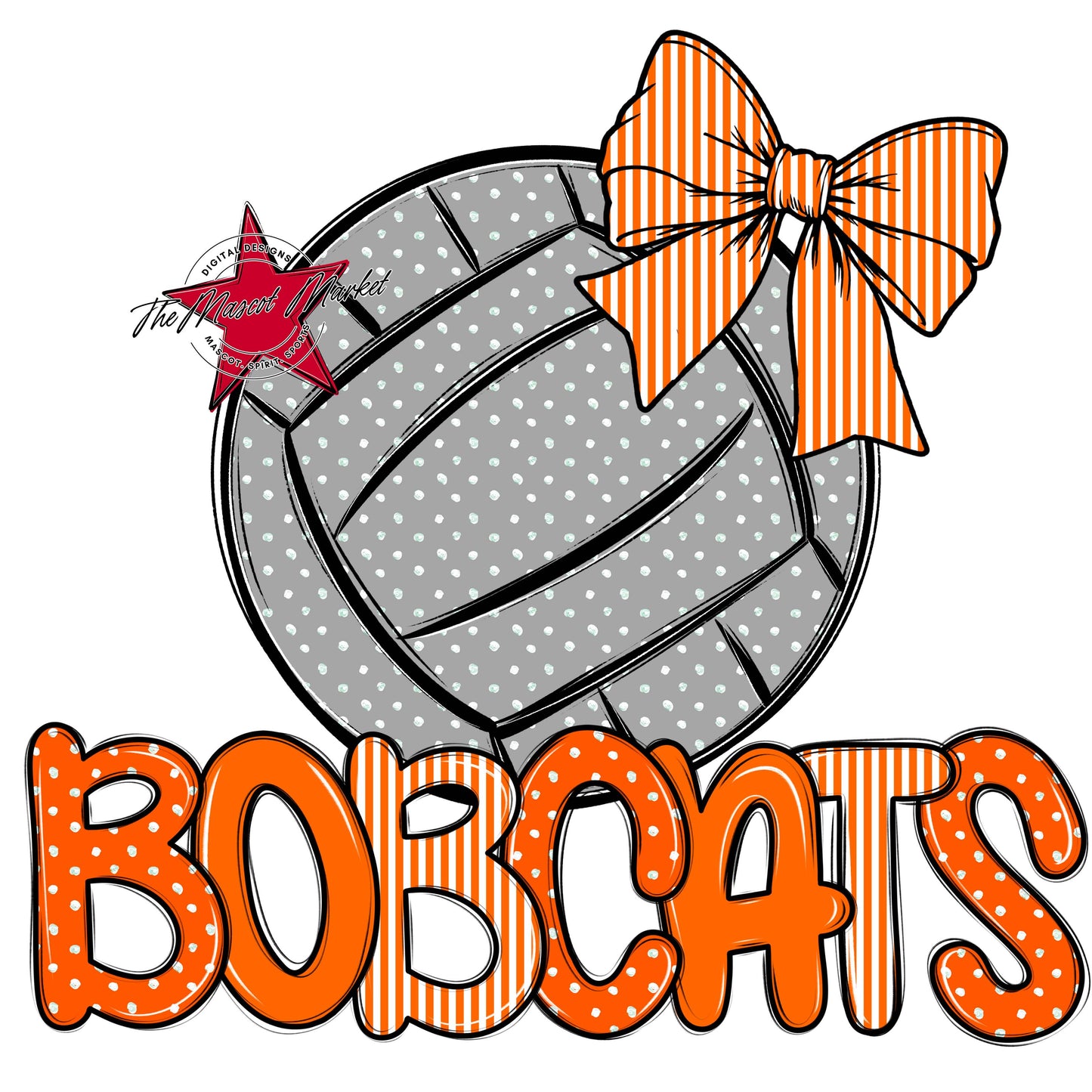 Bobcats Volleyball Spirit Design-Orange