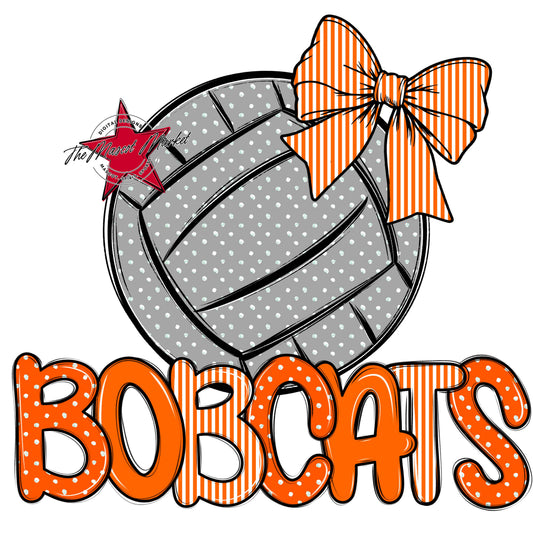 Bobcats Volleyball Spirit Design-Orange