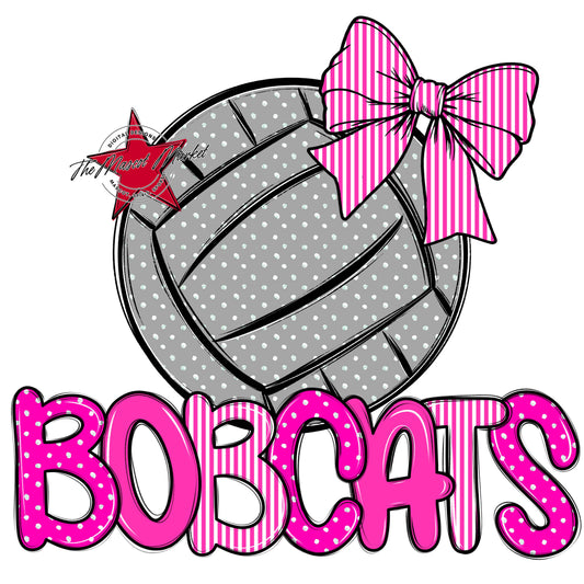 Bobcats Volleyball Spirit Design-Pink
